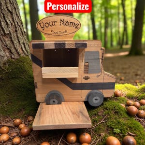 Personalized Squirrel Feeder - Stripe Food Truck