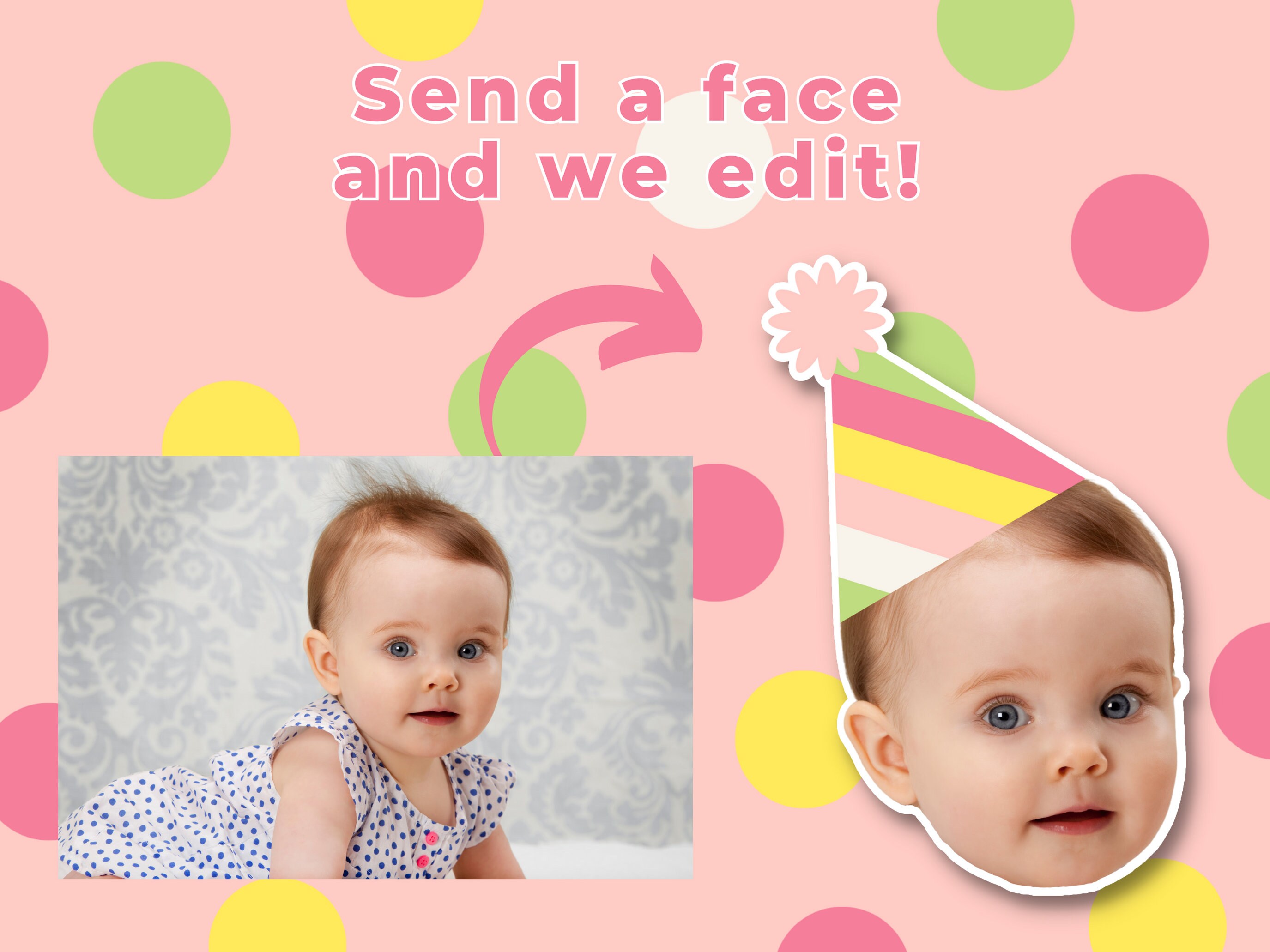 Face Cupcake Toppers, Cake Topper, Birthday Cupcake Toppers, Pink Polka