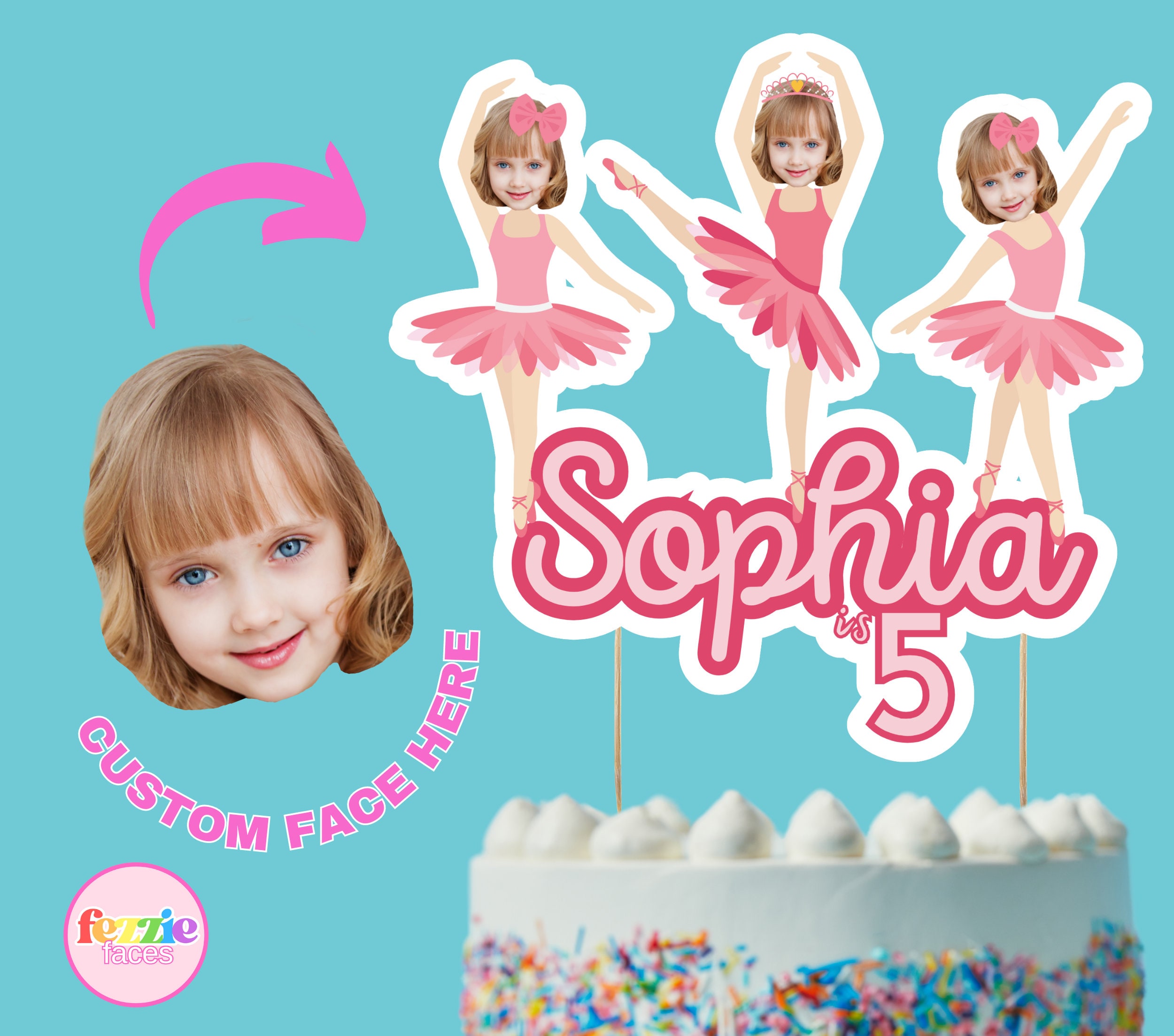 Ballerina Face Cake Topper/ Ballet Theme Party/ Ballerina Cake Etsy