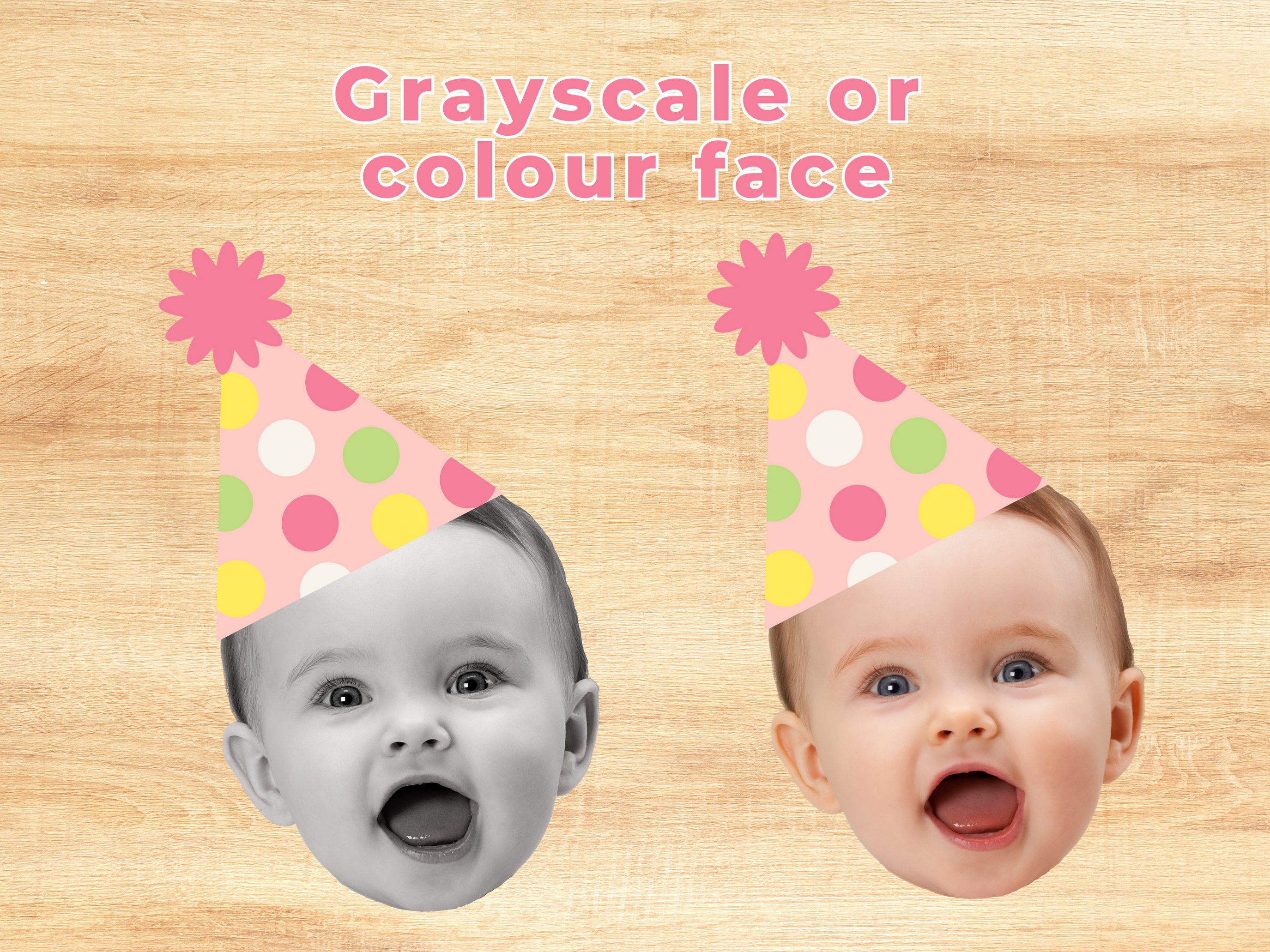 Face Cupcake Toppers, Cake Topper, Birthday Cupcake Toppers, Pink Polka