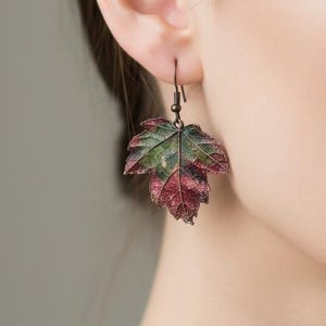 Electroformed Copper Maple Leaf Jewelry Set – Real Leaf Patina Necklace & Earrings