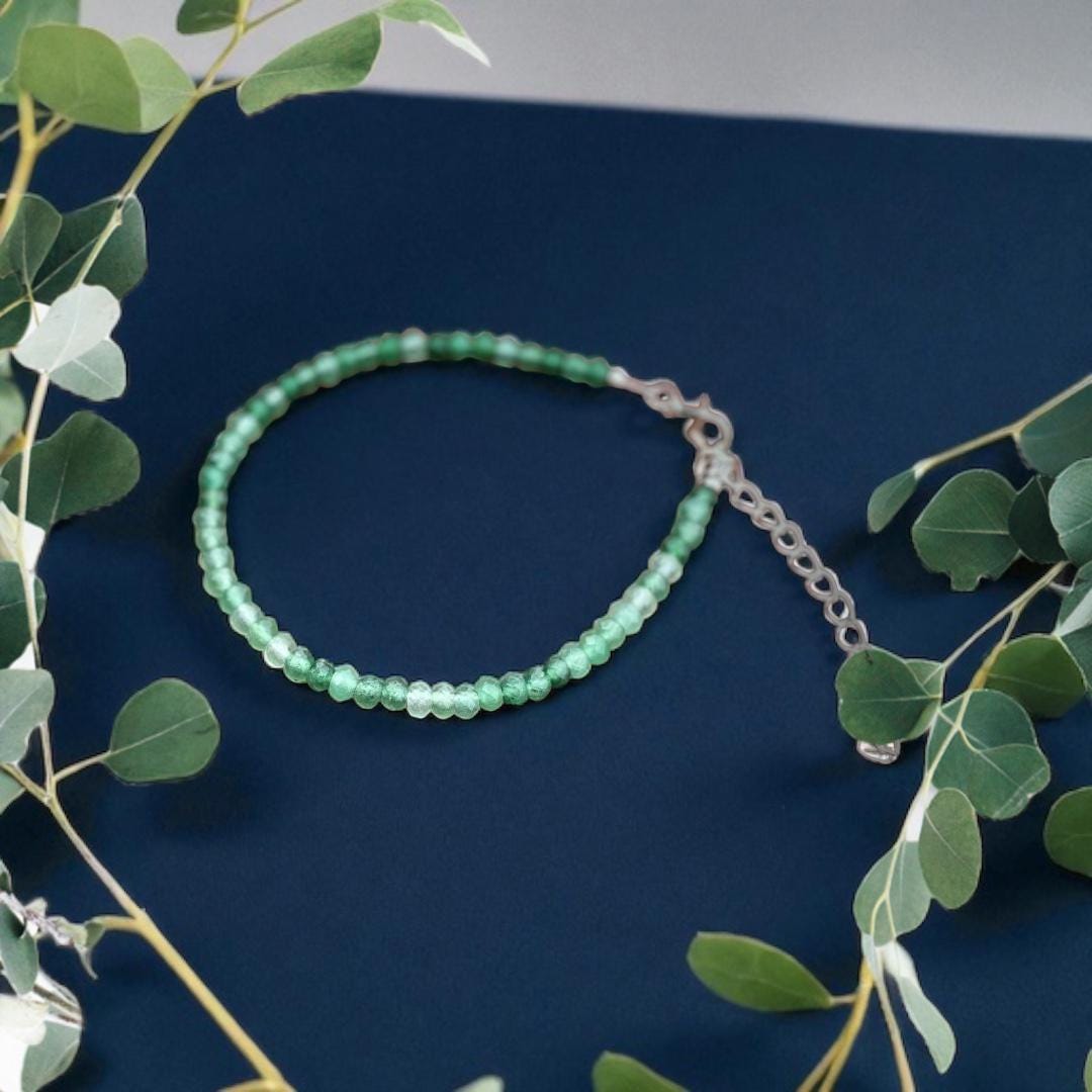 Dainty Zambian Emerald Bracelet: Minimalist Green Gemstone Jewelry ...