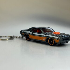Handmade Keyring made from a Hotwheels 1970 Dodge Challenger Diecast (1:64th scale)