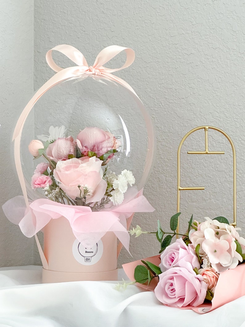 Handmade Pink Flower Balloon Gift, Personalized Flower Bouquet - Etsy