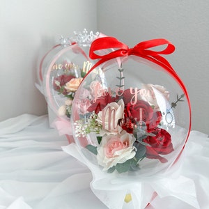 Personalized Red Flower Balloon: Handmade Floral Gift