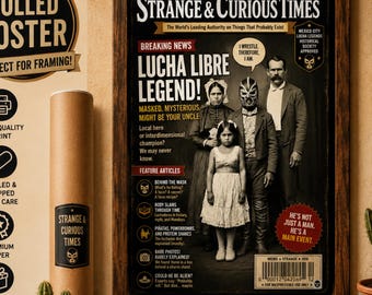 Lucha Libre Magazine Poster, Lustiger Wrestler Wandkunst, Vintage Masked Held Decor Geschenk