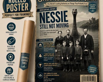 Loch Ness Monster Poster, Nessie Wand Kunst, Cryptid Dekor, lustiges See Monster Geschenk
