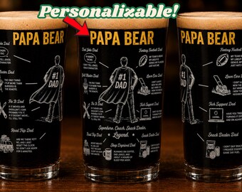Personalisiertes Dad Pint Glas, lustiges Superheld Barware Geschenk
