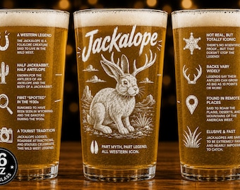 Jackalope 16 Unzen Bierglas, Wild-West-Folklore-Barware, Cryptid-Bier-Trinkgeschirr