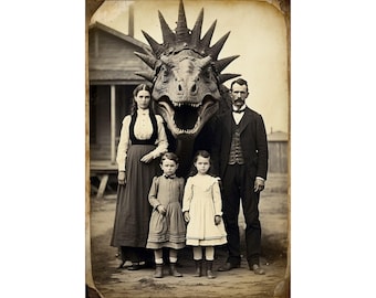 Póster familiar con foto divertida de un estegosaurio: Arte vintage de dinosaurios para el baño