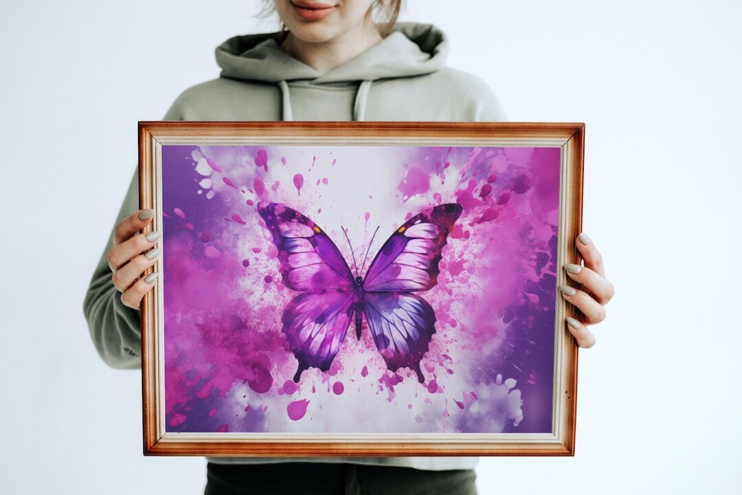 Purple Butterfly Wall Art Printable Teen Art Preppy Y2K Room Decor for