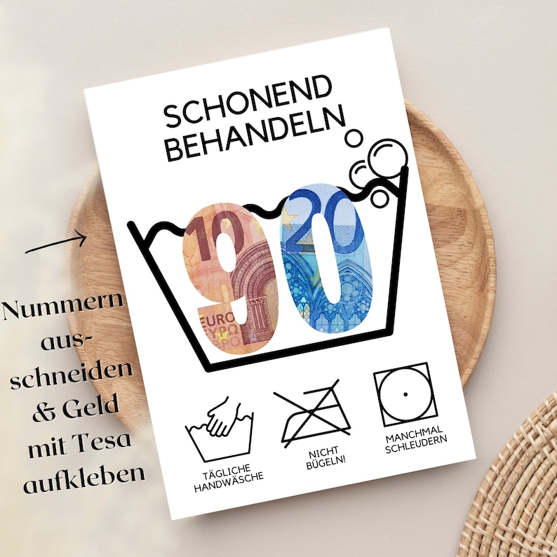 90 Geburtstag Geldgeschenk I lustige Geburtstagskarte runder