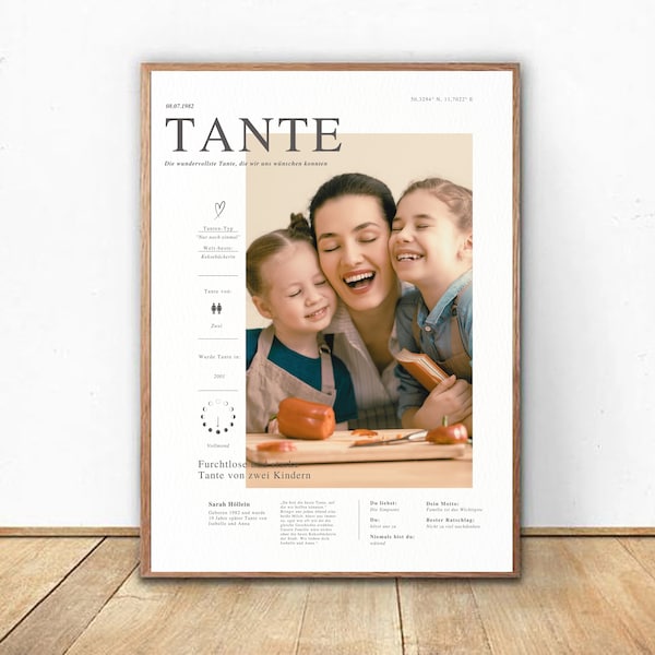 Tante Geschenk - Personalisiertes Poster als Geschenk von Neffen und Nichten für unsere geliebte Tante