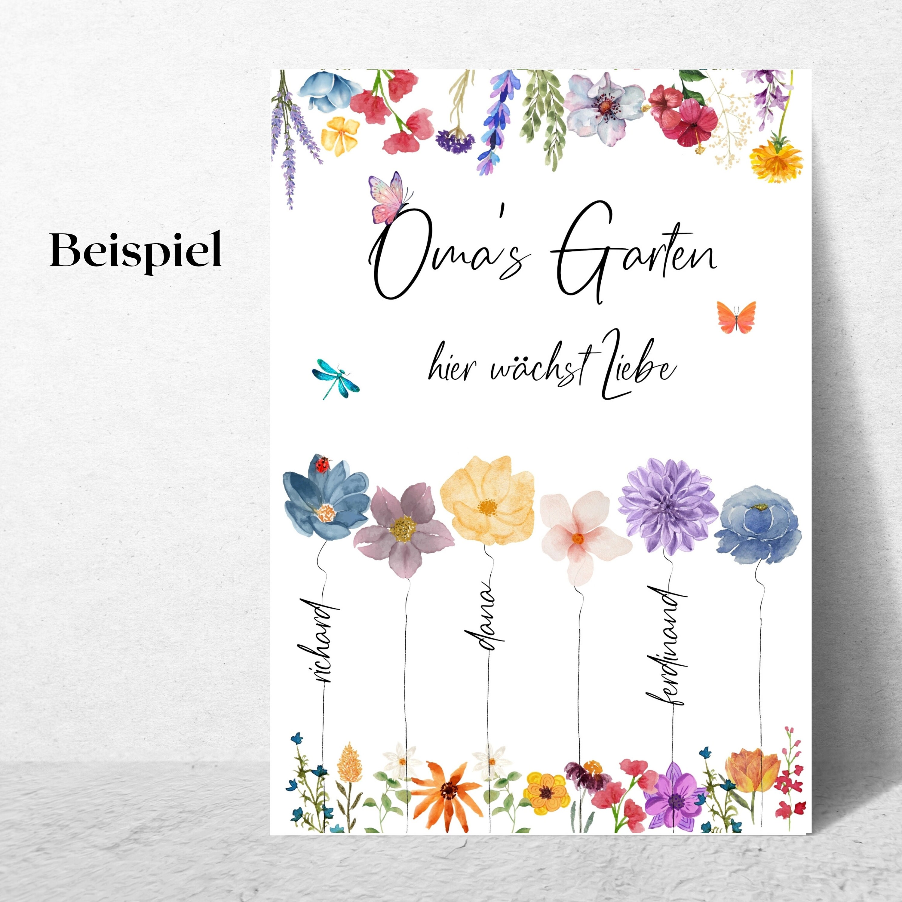Omas (oder Name) Garten, hier wächst Liebe personalisiertes Geschenk