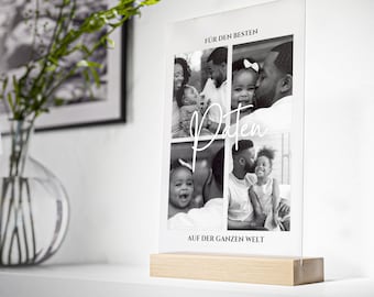 Patengeschenk | Personalisiertes Geschenk für den besten Paten - Acrylglas mit individuellen Fotos und Holzstand