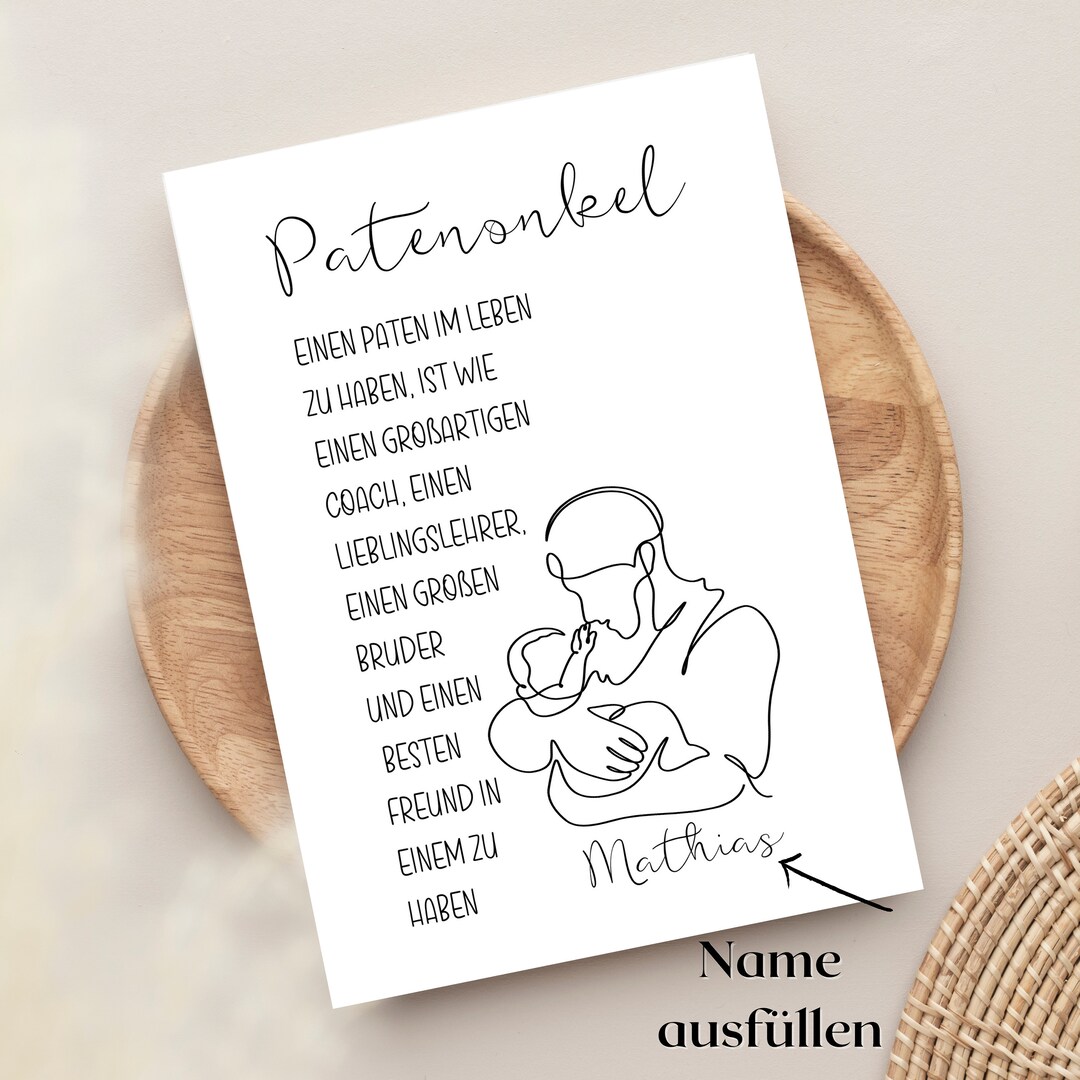 Patenonkel Geschenk personalisiertes Geschenk Last Minute Geschenk