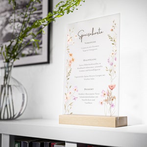 Personalisierte Hochzeits-Speisekarten - Stilvolle Präsentation für Ihr Festmahl- Acrylglas mit Holzstand