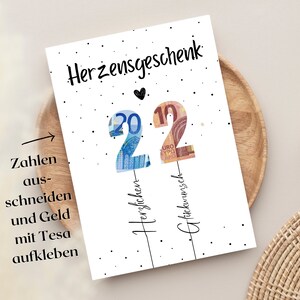 21 cumpleaños | Regalo de dinero para que te lo pongas tú mismo. Regalo sincero con globos como póster o tarjeta de cumpleaños | Idea de regalo de bricolaje
