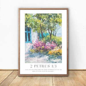 2 Peter 1:3 Bible Poster | Religious vintage painting