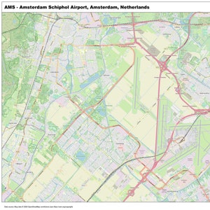 Amsterdam Schiphol Airport (AMS) Niederlande Karte | 36x24 druckbare Airport Layout Wandkunst, Luftfahrt Dekor