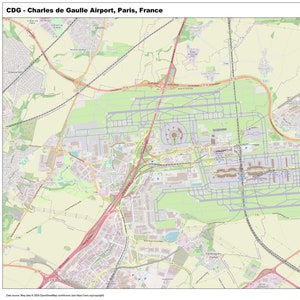 Charles de Gaulle Airport (CDG) Paris France Map | 36x24 Printable Airport Layout Wall Art, Aviation Decor