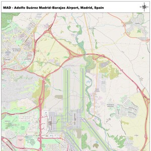 Adolfo Suárez Madrid–Barajas Airport (MAD) Spanien Karte | 24x36 Printable Airport Layout Wandkunst, Luftfahrt Dekor