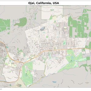 Ojai, California Map With STREET LABELS, Digital Print Poster 
