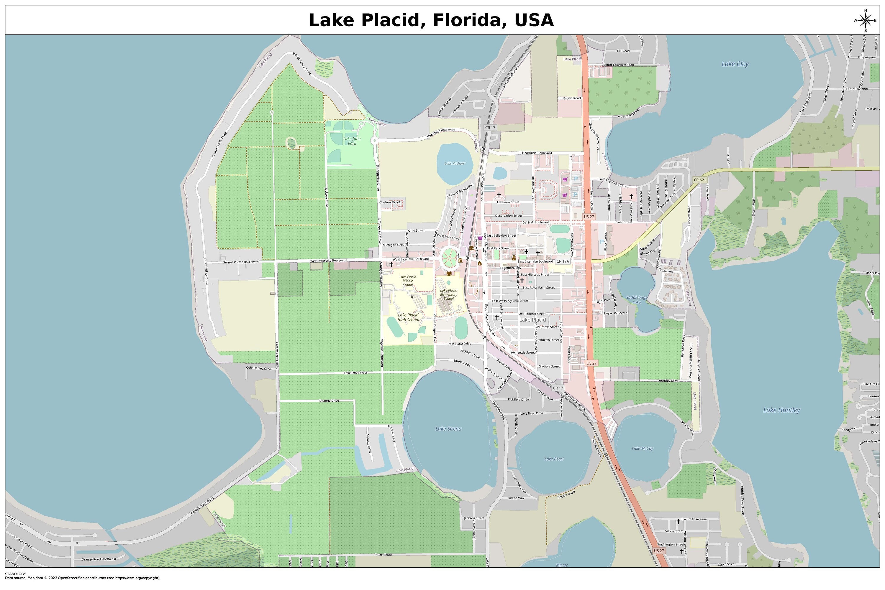 Lake Placid Florida Map With STREET - Il Fullxfull.5259829409 Rsvl 