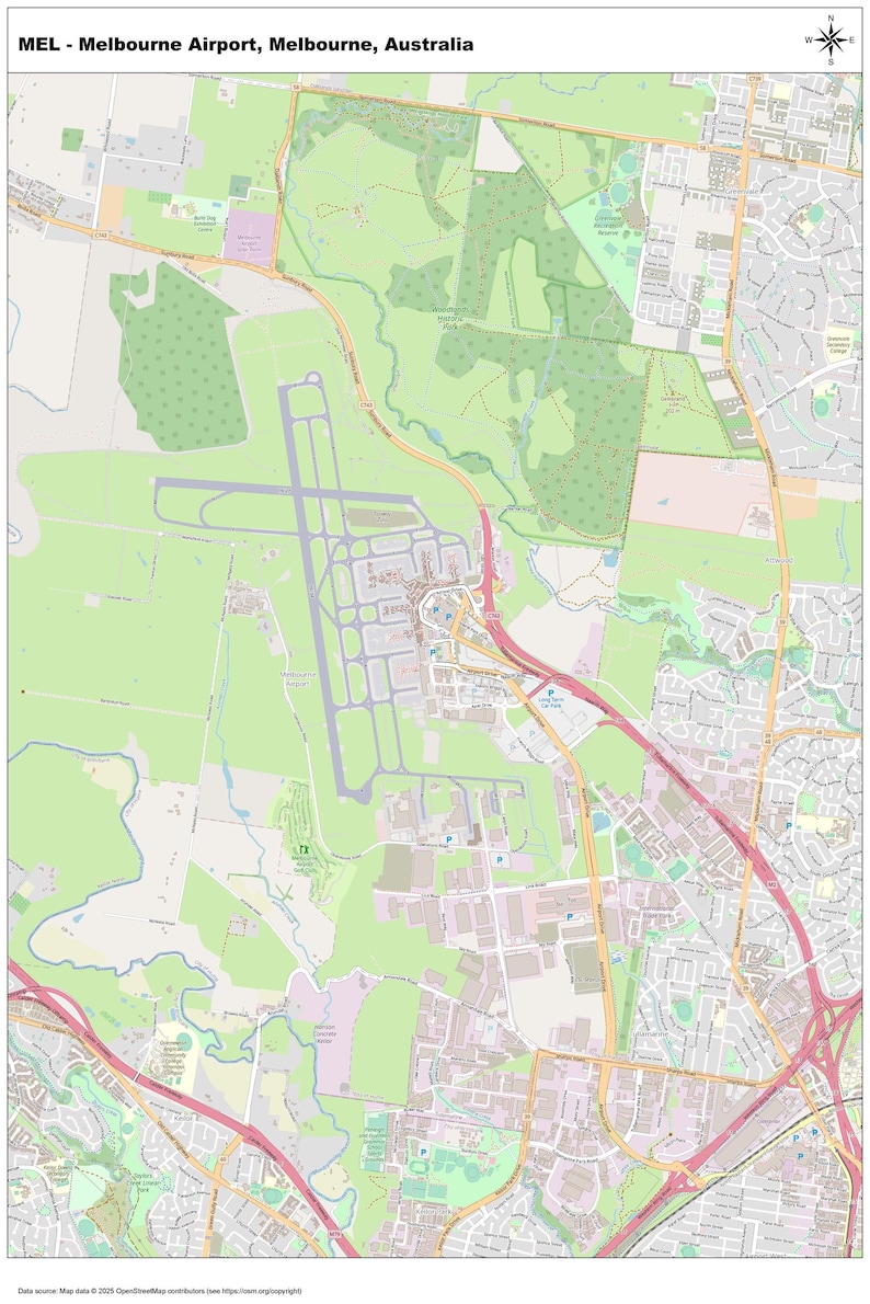 Melbourne Airport (MEL) Australia Map | 24x36 Printable Airport Layout