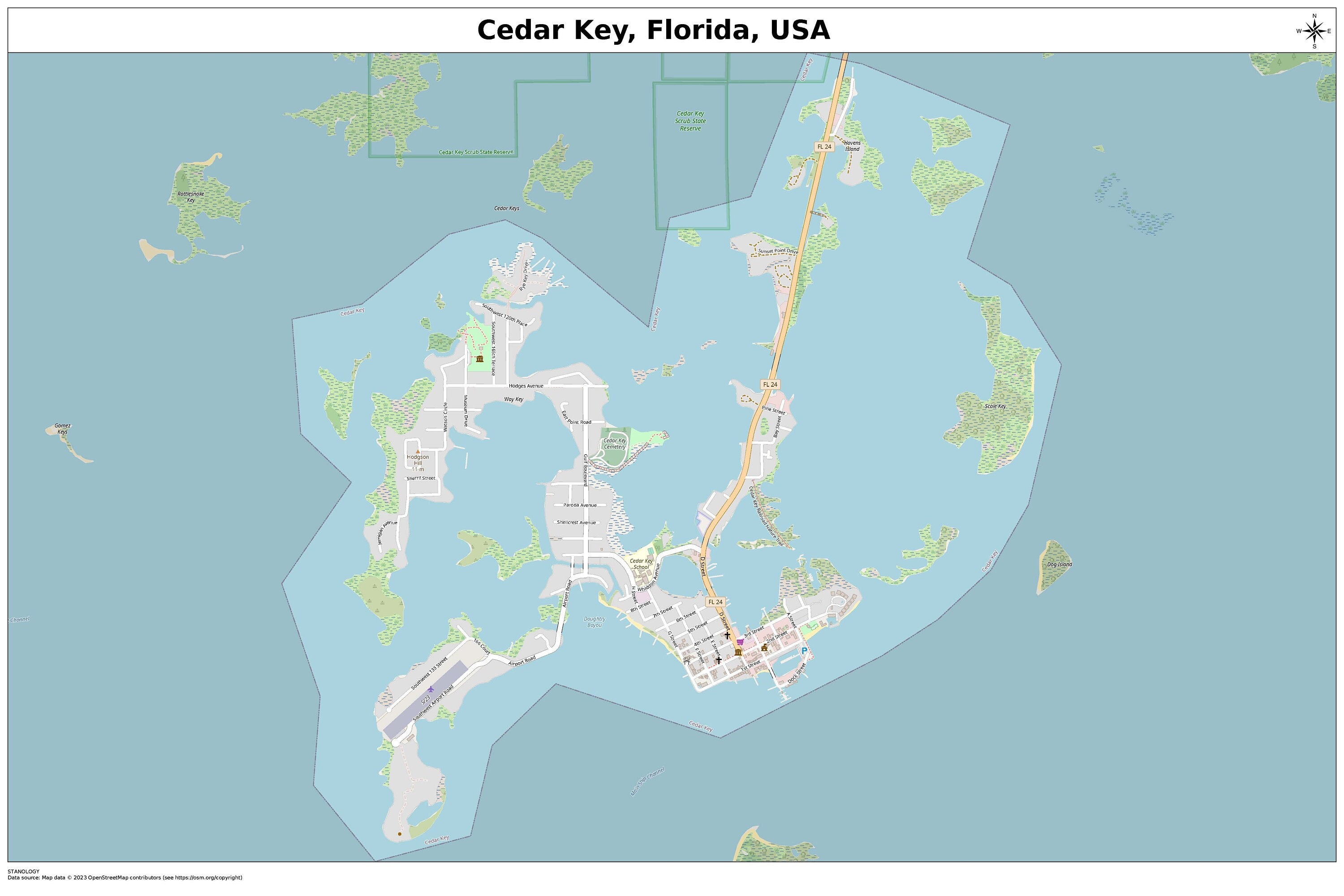 Cedar Key Florida Map With STREET - Il Fullxfull.5211481812 9rj3 