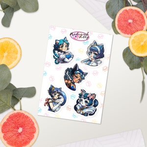 Sailor Mercury | Sailor Scouts | 5 Sticker sheet | Sailor Guardian Anime | Sailor Meown | Sailor Cats