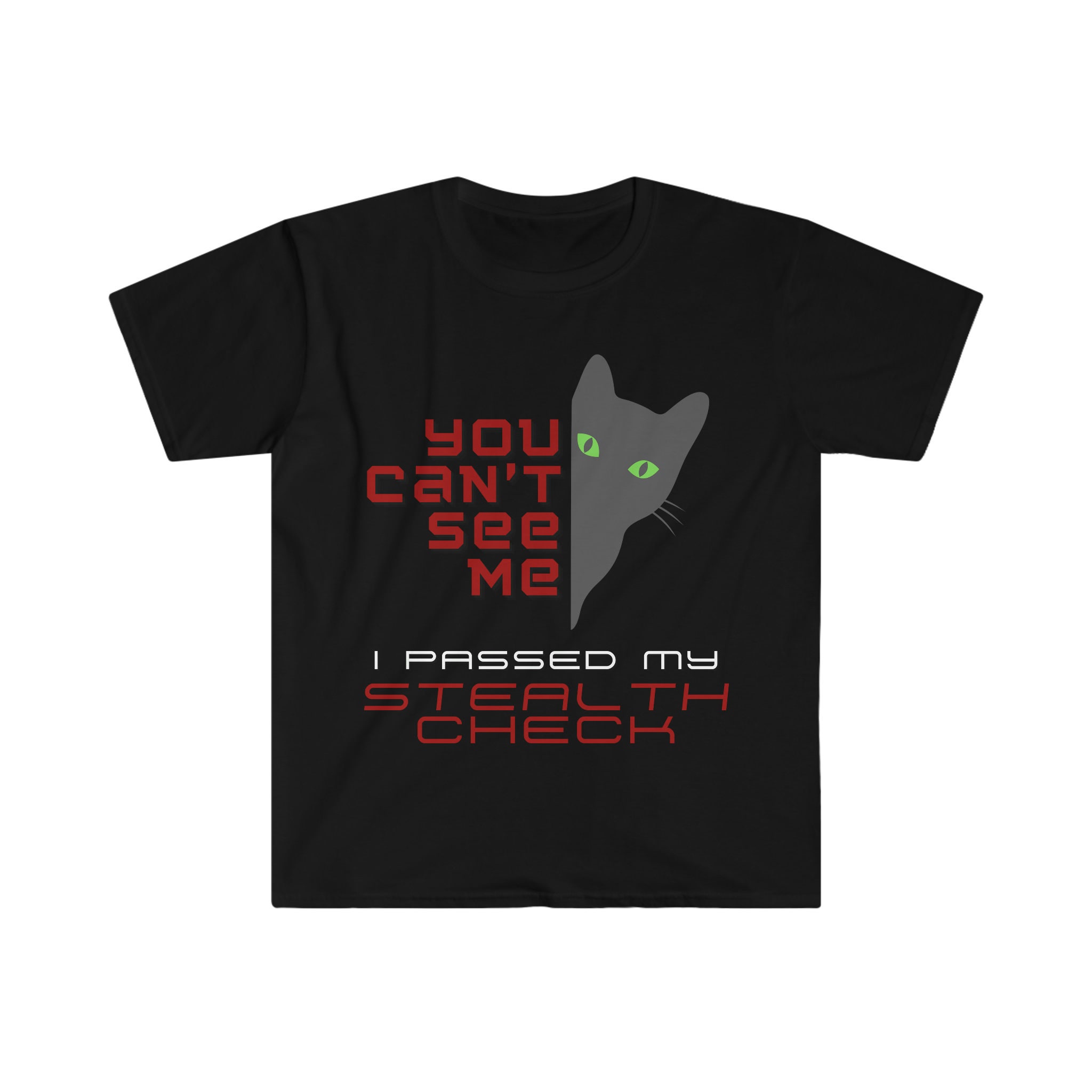 You Can't See Me (Stealth Check) | Cat Lovers T-Shirt | Cute Cat Gift | D&D | Dungeons and Cats | Gift for RPG Players | Fun Black Cat Shirt