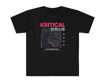 Kritical Kitty Camisa de arte chino / Camisa de gato lindo / Camisa para amantes de los gatos / Camiseta de gato / Camiseta gráfica / Camisa gráfica audaz / Kitty Kritical
