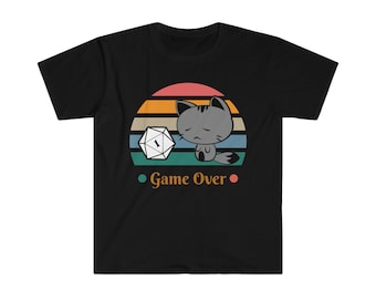 Game Over Kitty camiseta / Kritical Kitty / RPG Gamer Gift / D&D / Dungeons and Cats / Critical Fail / Sad Cat / Critical Fail Shirt
