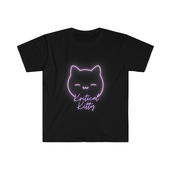 Kritical Kitty Brand | Almost (but not quite) Hello Kitty | Neon Pink Cat Face | Nice Tee Gift | Shirt for Cat Lover | Kritical Kitty Neon