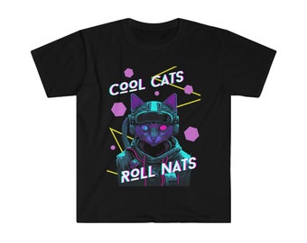 Cool Cats Roll Nats / Retro / Cat Lovers T-Shirt, Space Cat Gift, D&D, Dungeons and Cats, RPG, Gamers Shirt, Kritical Kitty