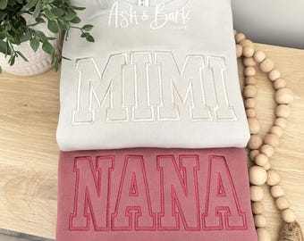 Custom Embroidered Grandma Sweatshirt, Nana Sweatshirt, Mimi Sweatshirt, Gift for Grandma, Gigi Sweatshirt, Embroidered Grandma