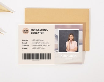 Homeschool ID card EDITABLE printable digital identification card teacher card student card homeschool resources