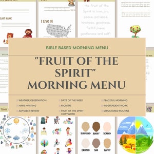 Bible Worksheets Morning Menu Activities: Homeschool Curriculum  Planner Unit Study Kindergarten Preschool Activities school