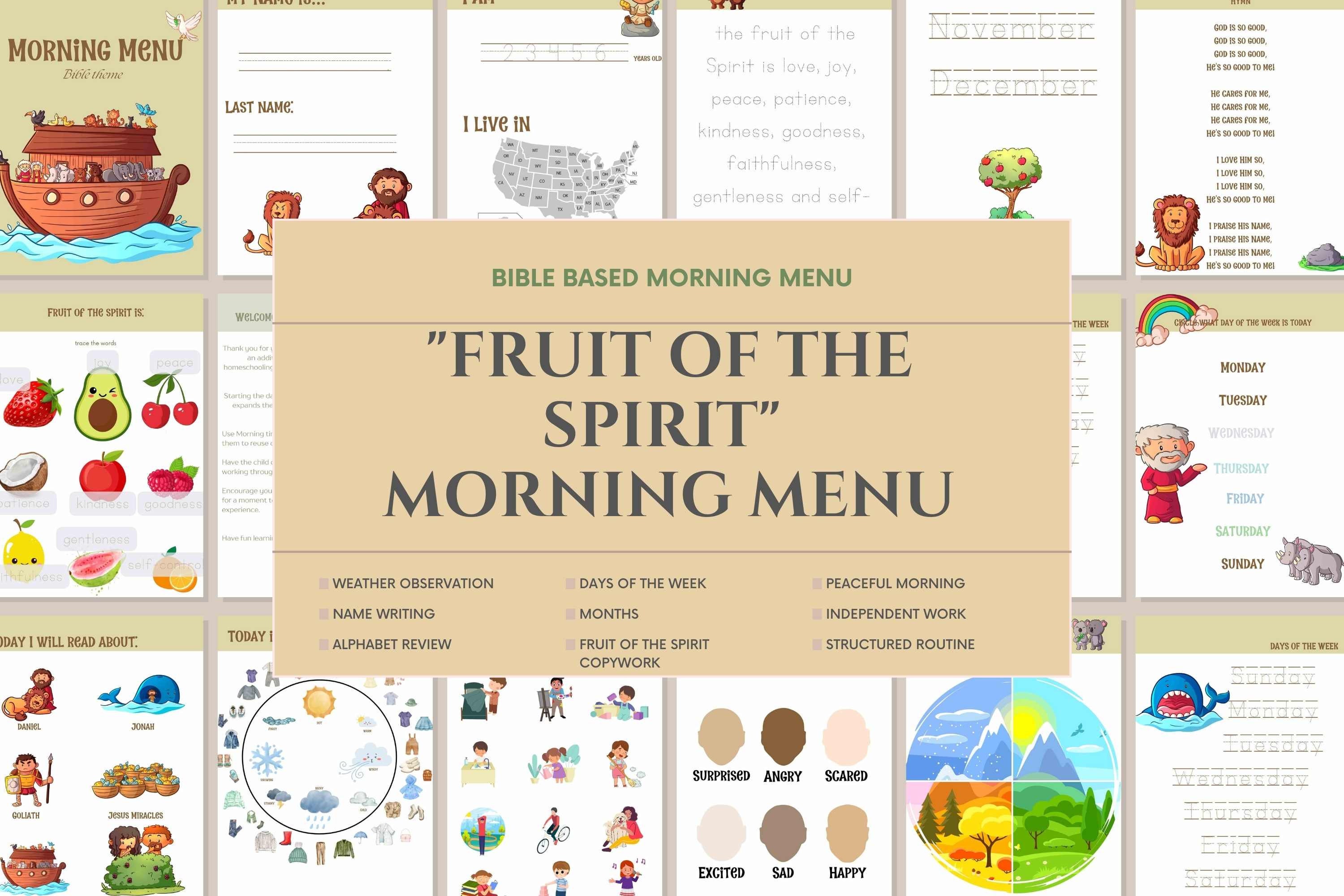 Bible Worksheets Morning Menu Activities: Homeschool Curriculum  Planner Unit Study Kindergarten Preschool Activities school