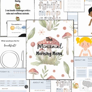 Homeschool Printables Morning Menu Activities: Homeschool Curriculum Worksheets Planner Unit Study Kindergarten Preschool Activities school