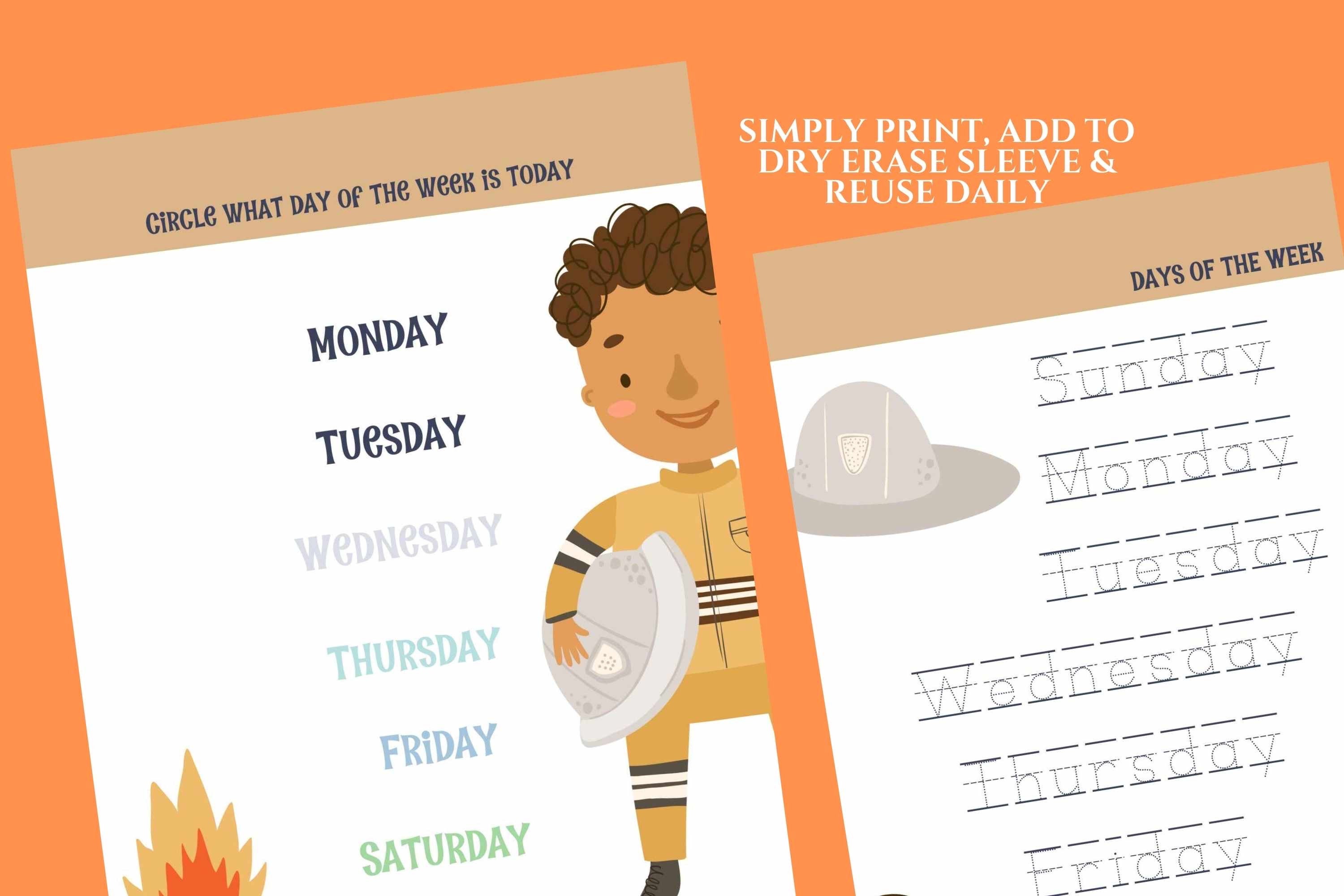 Firefighter Homeschool Printables Morning Menu Activities: Homeschool ...