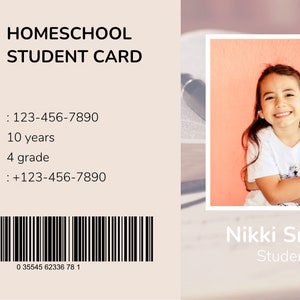 Homeschool ID Card EDITABLE Printable Digital Identification Card ...