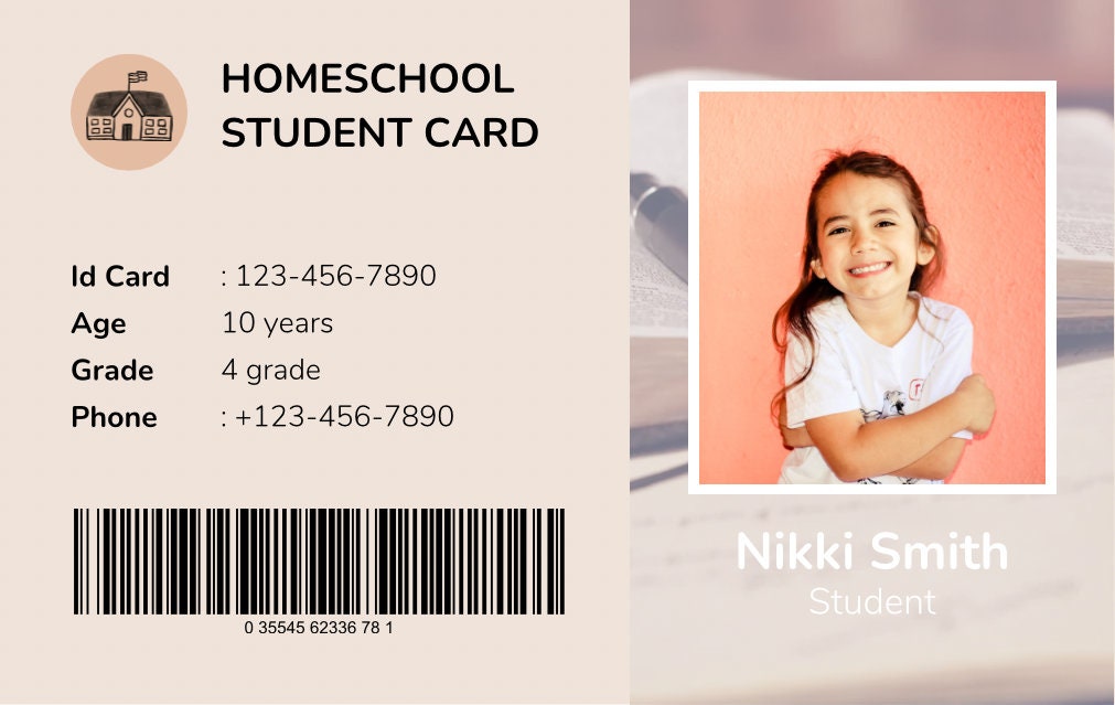 Homeschool ID Card EDITABLE Printable Digital Identification Card ...