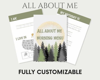 All about me If I get lost for Kids: Morning Menu Activities Homeschool Printables Unit Study Kindergarten Preschool Activities educational