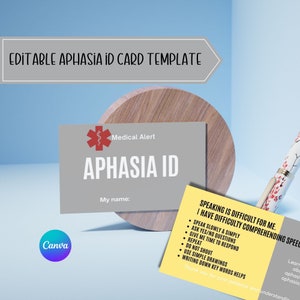 Aphasie Personalausweis EDITIERBARER digitaler Ausweis Patientenkarte Sprachpathologie mit slp Ressourcen Therapie gesundheitsfürsorge printables