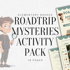 Road Trip Mystery Activity Pack, Kids Travel Games (Printable)