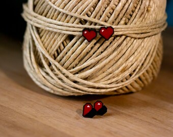 Hero 8 bit heart container stud earrings.