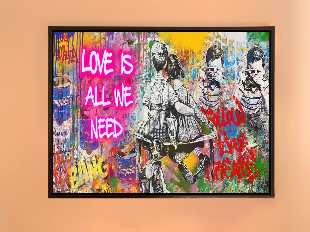 Banksy Love is All We Need Wall Art Banksy Graffiti Paintings Etsy