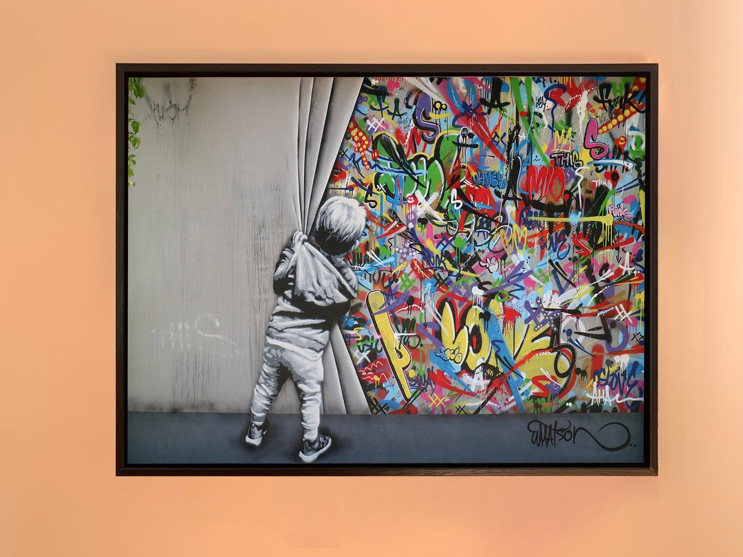 Banksy Behind the Curtain Wall Art Banksy Graffiti Paintings Etsy